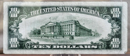 1934-D Fancy Pattern Repeater Serial Number 10 Dollar Note - 08520850 - Boston (A) Issue - 1934D Green Seal Ten Dollar Note - Fr#2009-A