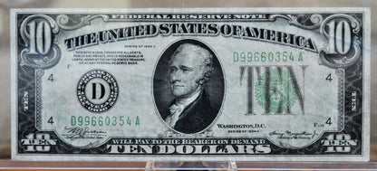 1934-A Fancy Double Duo Serial Number 10 Dollar Note - 99660354 - Cleveland (D) Issue - 1934A Green Seal Ten Dollar Note - Fr#2006-D