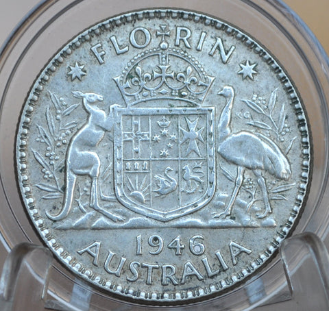 1946 One Florin Australia - Great Condition - 50% Silver - Australian One Florin 1946