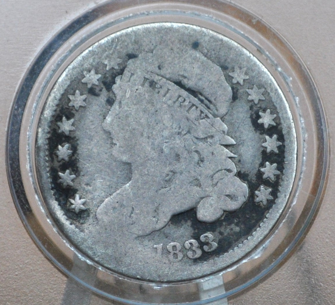 1833 Capped Bust Dime - AG (About Good) - 1833 Bust Dime - Early American Coin - Good Type Coin / Filler