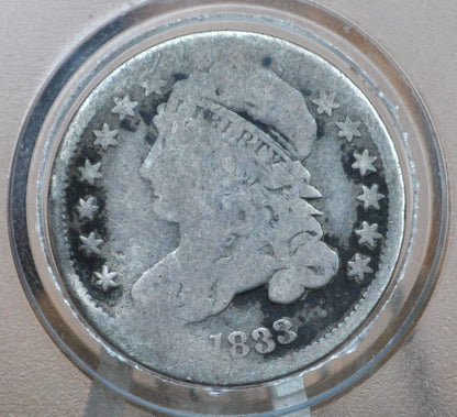 1833 Capped Bust Dime - AG (About Good) - 1833 Bust Dime - Early American Coin - Good Type Coin / Filler