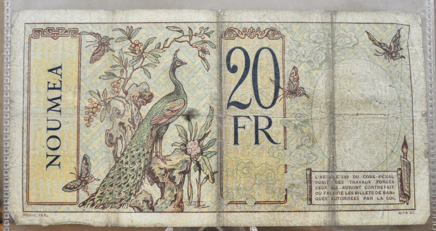 1929 Bank of Indochina 20 Francs Note - Administrator/Director Titles - 1929 French Indochina Twenty Francs Note - P#37a