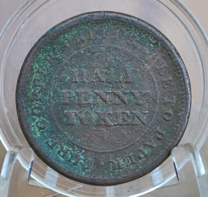 1812 Nova Scotia Half Penny Token Trade & Navigation - 1/2 Penny Token Canada 1812 - 1812 Canadian Token
