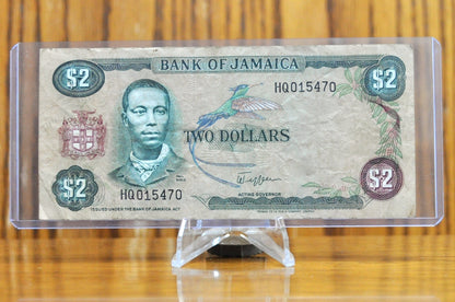 1982 Bank of Jamaica 2 Dollar Banknote - Bank Act Issue - Acting Governor Type - 1982 Jamaica Two Dollar Note - P#65a