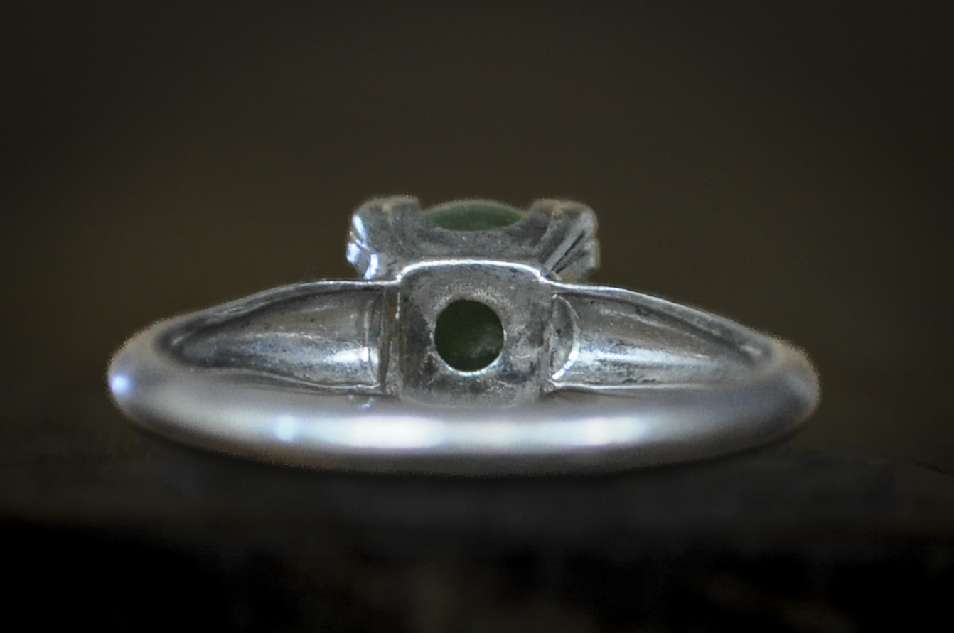 Antique Sterling Silver Jade Gemstone Women's Ring Size 7 - Vintage Sterling Silver Ring Green Jade Size 7