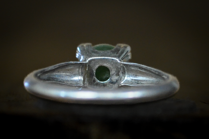 Antique Sterling Silver Jade Gemstone Women's Ring Size 7 - Vintage Sterling Silver Ring Green Jade Size 7