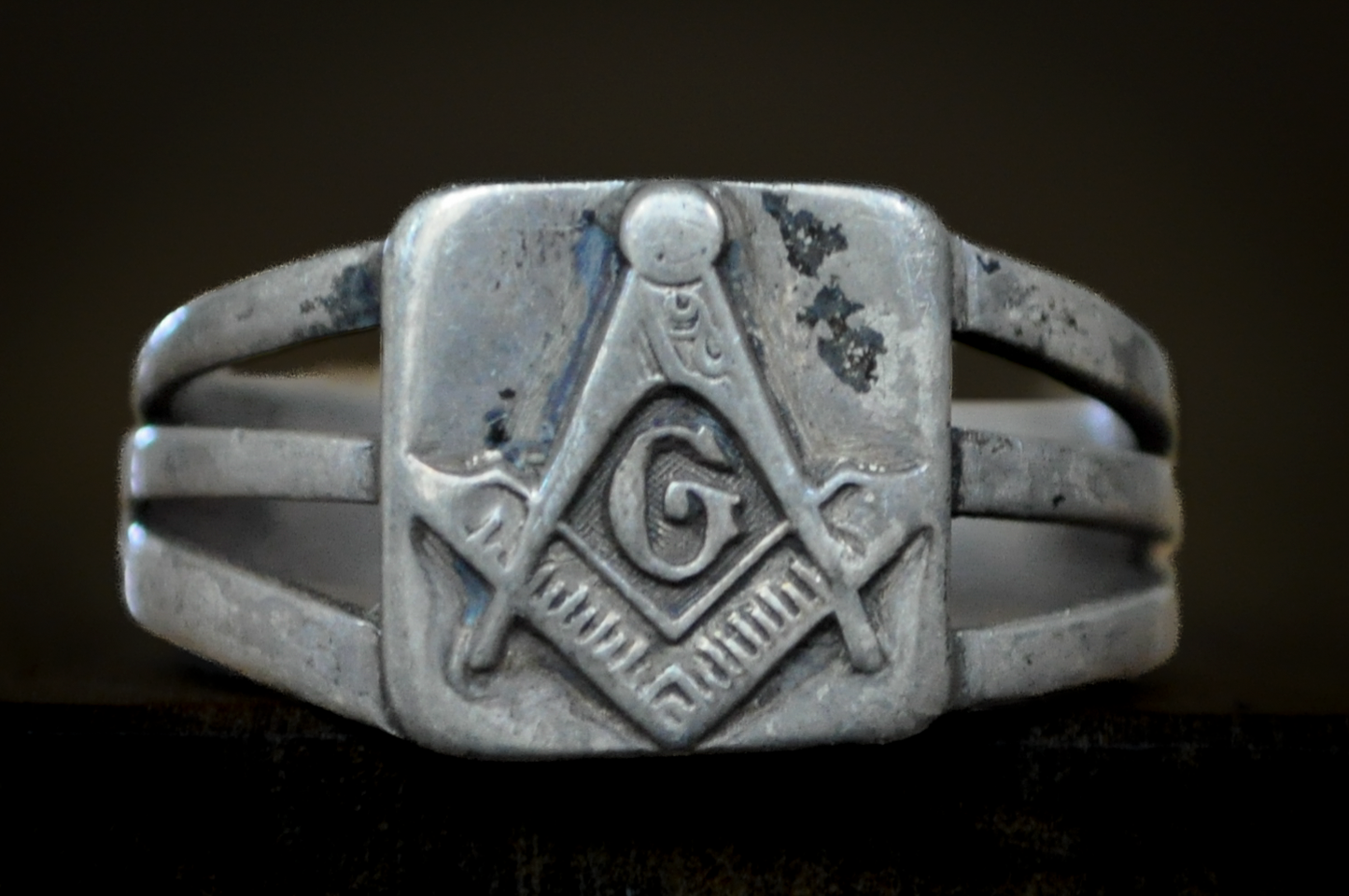 Handcrafted Vintage Masonic Signet Ring Sterling Silver Size 7 - Relic-Style Masonic Lodge Ring with "G" Symbol