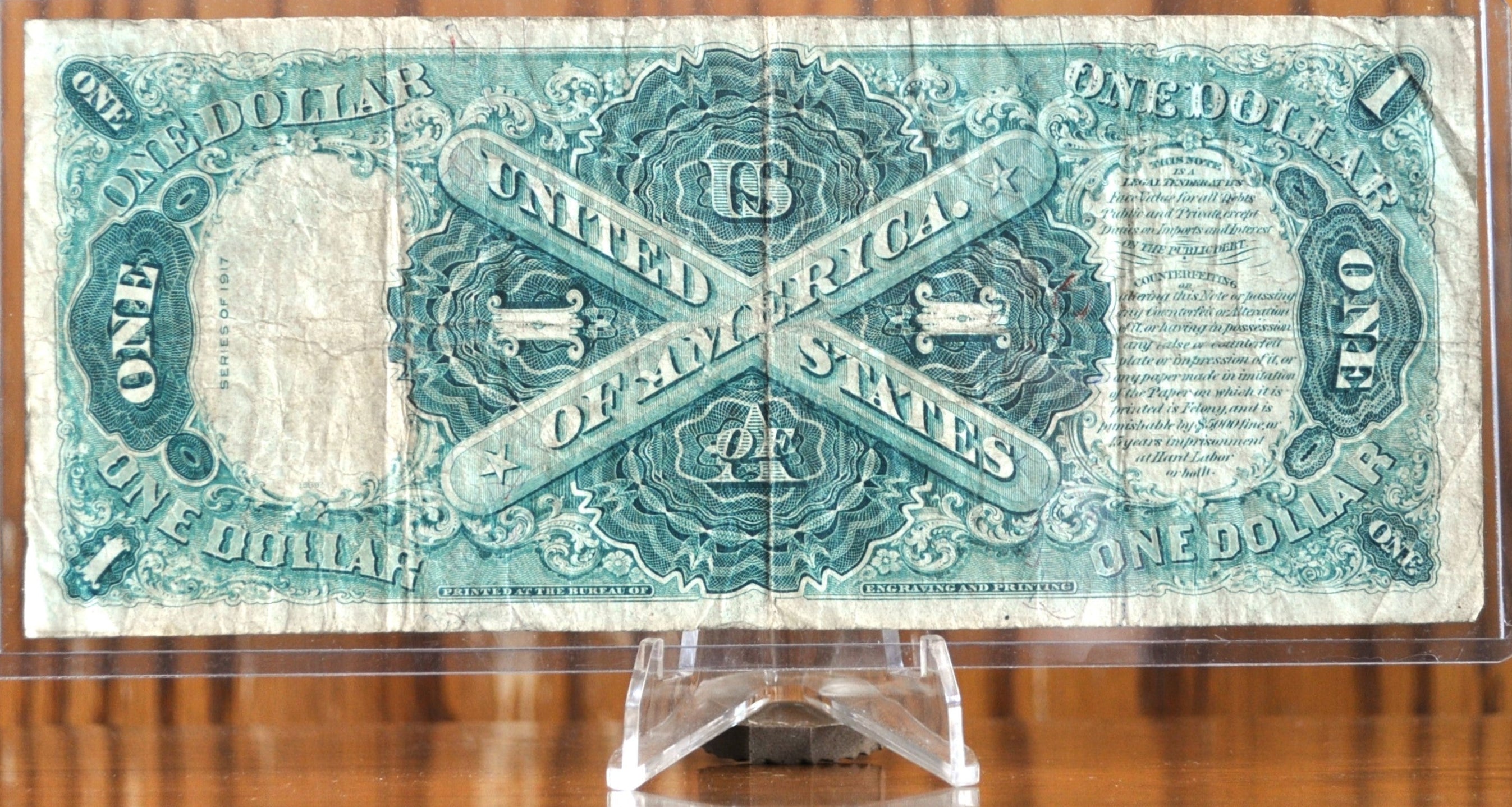 1917 Large Size 1 Dollar Legal Tender Note - Elliot/Burke