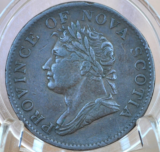 1832 Nova Scotia Half Penny Token - XF Grade / Condition - 1/2 Penny Token Canada 1832 - Copper - 1832 Canadian Token
