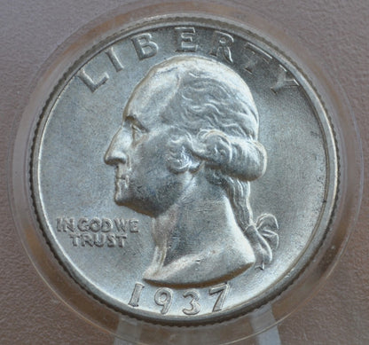 1937 Washington Silver Quarter - BU (Choice Uncirculated) - High Grade - 1937P Washington Quarter - Philadelphia Mint - 1937P Quarter