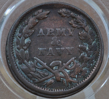 1863 Civil War Token - Army and Navy - AU (About Uncirculated) Condition - High Grade - Civil War Tokens 1863