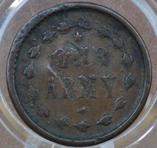 1864 "Our Army" Civil War Token - Die Crack - Patriotic CWT - Great Condition - Civil War Tokens