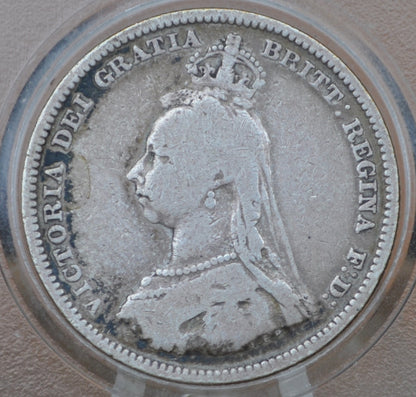 1887 Great Britain Silver 1 Shilling UK One Shilling 1887 - Fine Details  - Queen Victoria - 1 Shilling 1887 Sterling Shilling UK