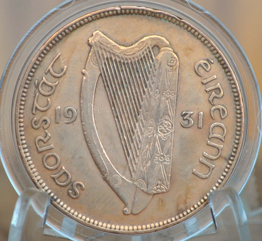 1931 Irish 1 Penny Coin - Great Condition - 1931 One Penny Coin UK - Hen with Chicks Design Irish Coins - Gaelic Writing