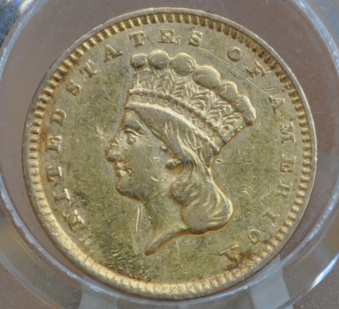 1856 Indian Princess Head One Dollar Gold Coin (Type 3) - XF+ Grade / Condition, Beautiful Coin - 1 Dollar Gold 1856 Indian Princess