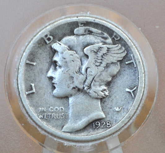 1928-D Mercury Dime - VF (Very Fine) Grade / Condition - Denver Mint - Silver Dime 1928D