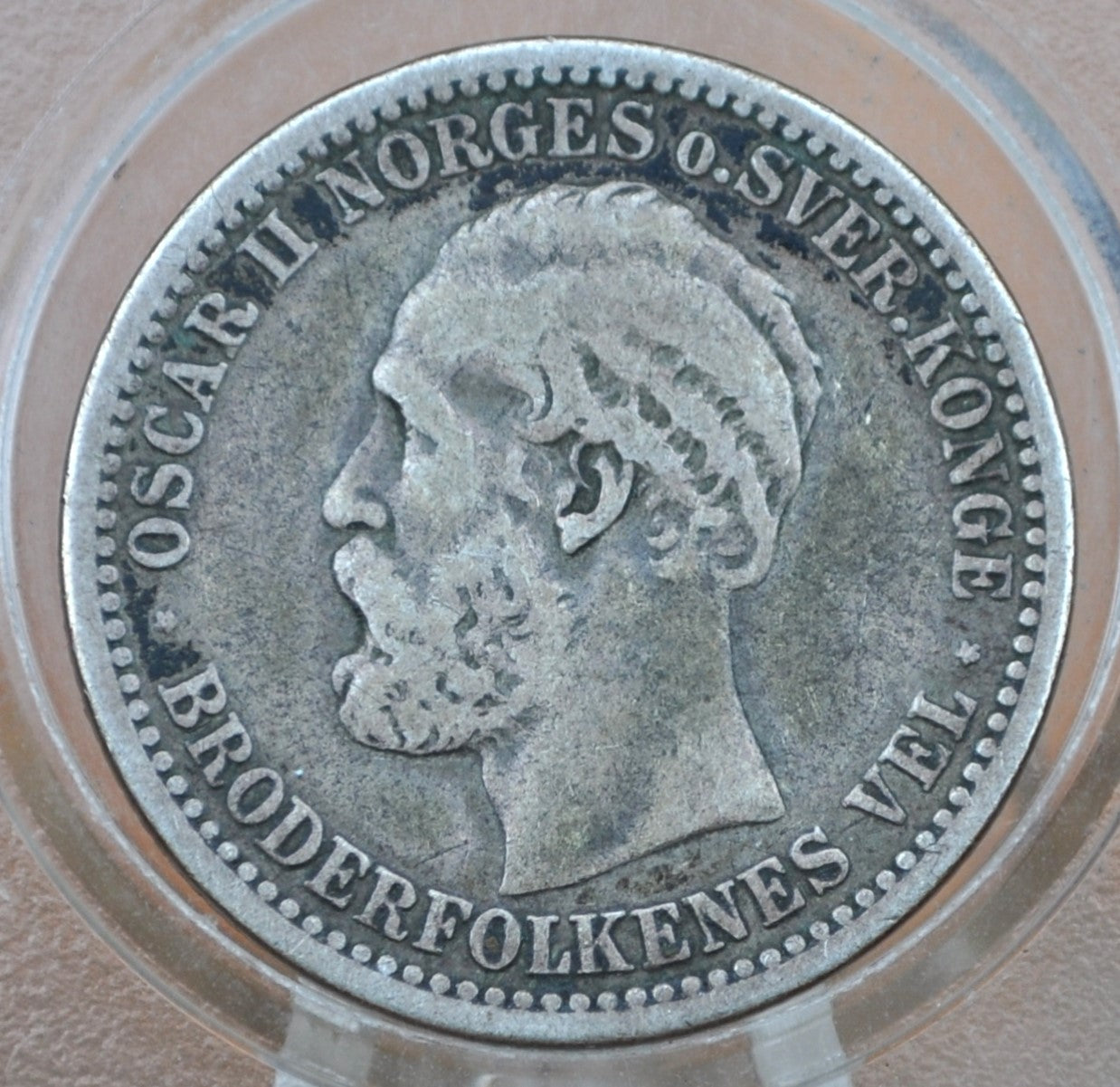 1899 Norway Silver 50 Ore Coin - Rare Date and Low Mintage, Only 200,000 made - Great Condition / Detail - Norwegian 50 Ore 1899 Silver
