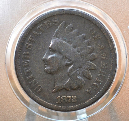 1872 Indian Head Penny - G+ (Good to Very Good) Grade / Condition - Key Date Indian Head - 1872 Cent, Hard to find Date