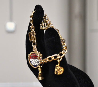 1976 American Bicentennial Gold Tone Charm Bracelet - Patriotic American Bracelet - 7.5" Length - Vintage 1776 Bicentennial Charm Bracelet