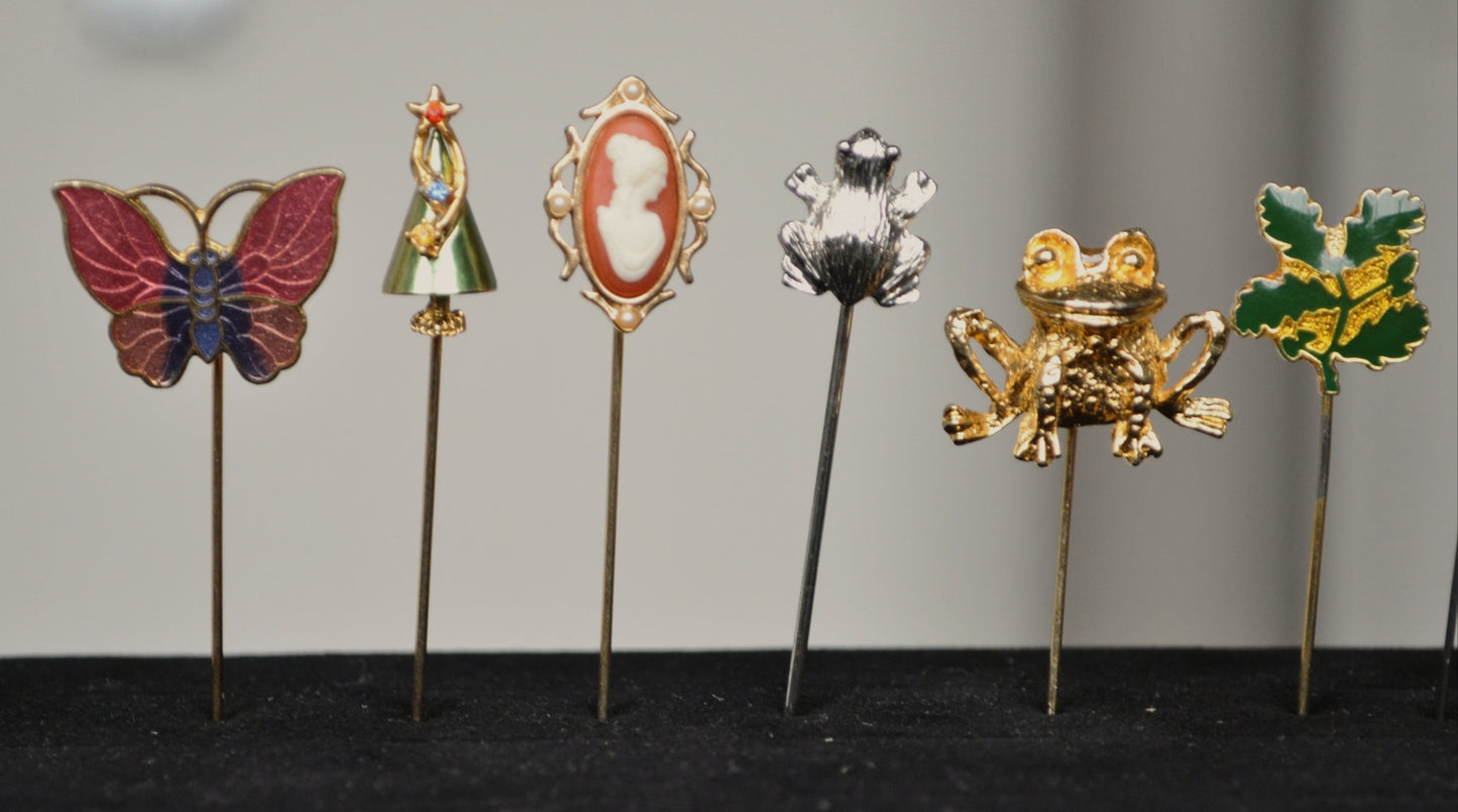 Vintage Hat Stick Pins! Choice of Pin! Some Signed - Gold and Silver Toned Pins - Fun Frog Hat Pins! Elegant Antique Lapel Stick Pins