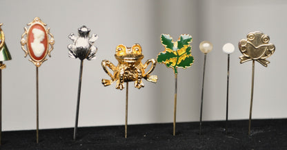 Vintage Hat Stick Pins! Choice of Pin! Some Signed - Gold and Silver Toned Pins - Fun Frog Hat Pins! Elegant Antique Lapel Stick Pins