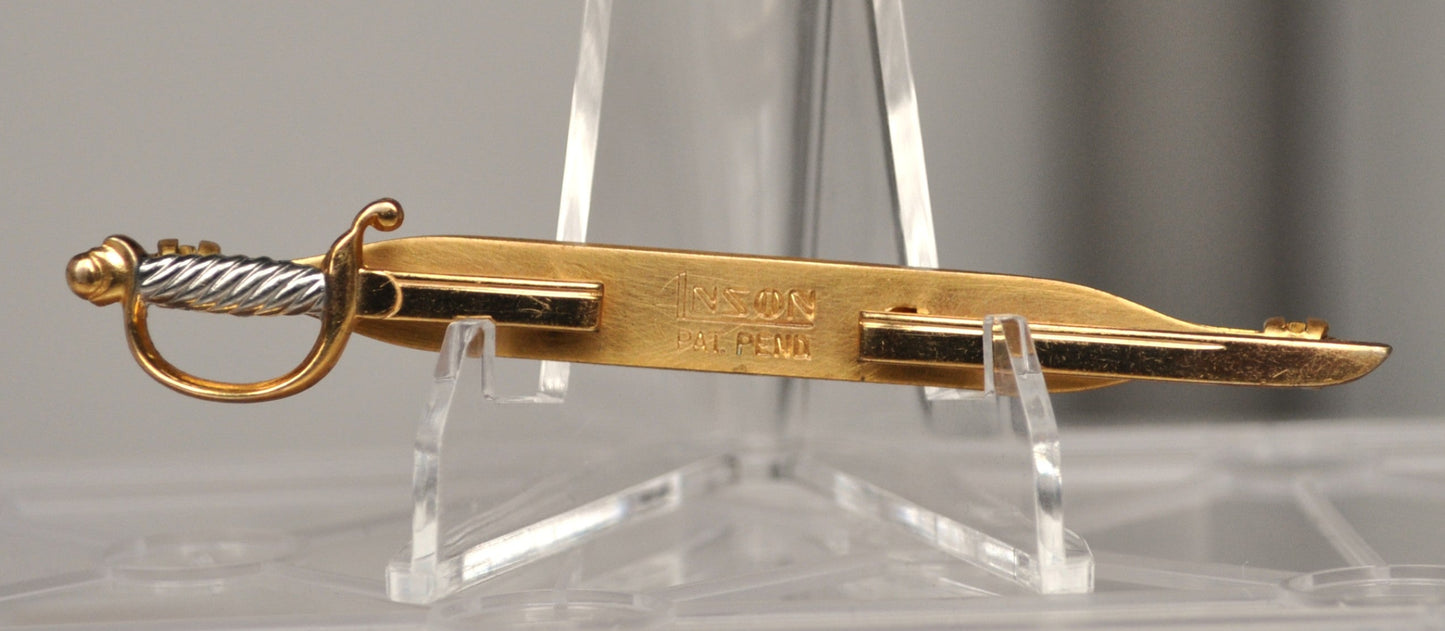 Vintage Anson Sword Tie Bar Clip - Choice of Design - Patent Pending - Novelty Gold-Tone Sword Tie Bar Clip - Funny Tie Clip!