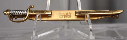 Vintage Anson Sword Tie Bar Clip - Choice of Design - Patent Pending - Novelty Gold-Tone Sword Tie Bar Clip - Funny Tie Clip!