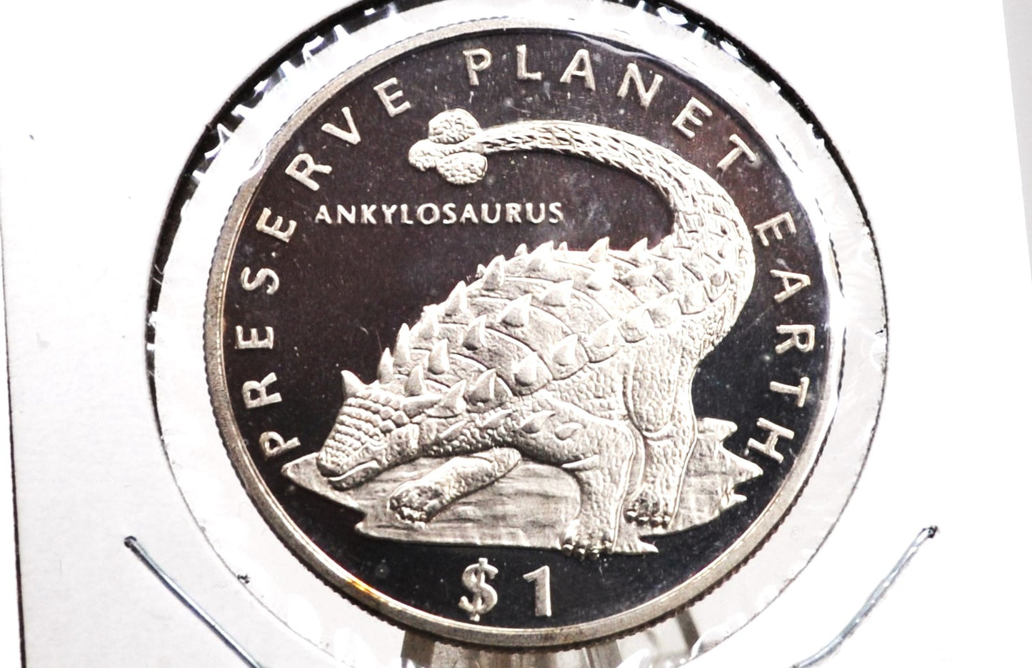 1993 Ankylosaurus Preserve Planet Earth 1 Dollar Coin - Ankylosaurus Commemorative One Dollar Coin 1993 Preserve Planet Earth