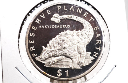 1993 Ankylosaurus Preserve Planet Earth 1 Dollar Coin - Ankylosaurus Commemorative One Dollar Coin 1993 Preserve Planet Earth