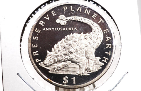 1993 Ankylosaurus Preserve Planet Earth 1 Dollar Coin - Ankylosaurus Commemorative One Dollar Coin 1993 Preserve Planet Earth