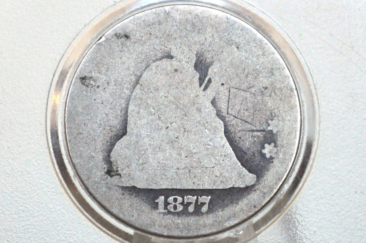 1877-S Seated Liberty Quarter  - Fair, Very Worn - 1877 S Silver Quarter / 1877 Liberty Seated Quarter