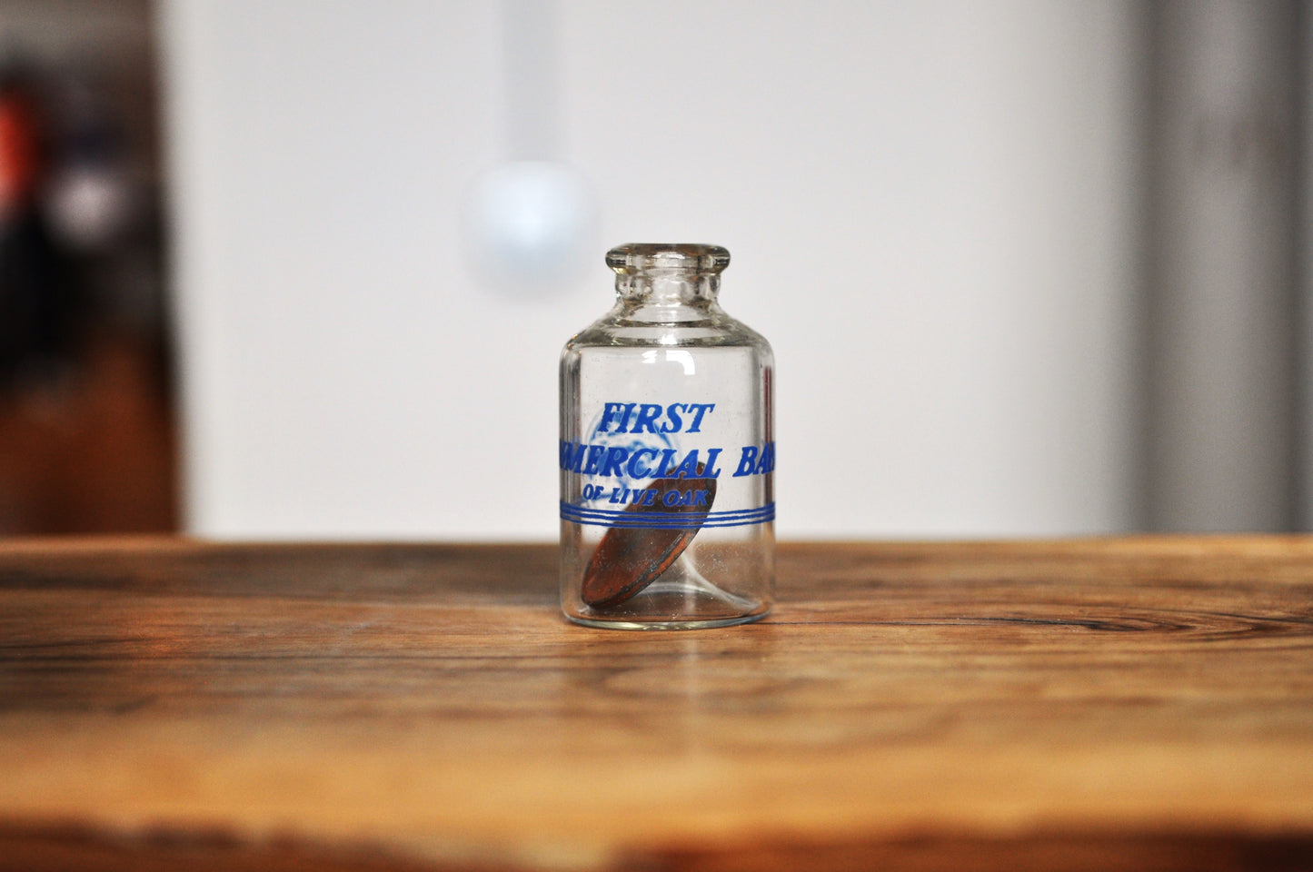 First Commercial Bank of Live Oak Penny in bottle commemorative piece - 1975 Penny in bottle - Penny in bottle from Live Oak Bank opening 2008