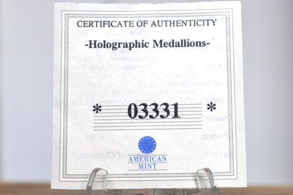 2002 Pope John Paul II Hologram Proof Medal with certificate of authenticity - Peace on Earth 2002 Pope John Paul II Holographic Medallion - Pope John Paul II Peace on Earth Medal Proof