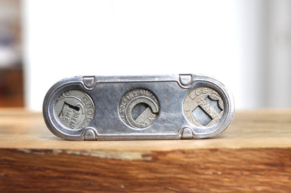 Carfare Carrier Denver Tramway Pocket Transportation Token Holder with 5 tokens - Subway Carfare Metal Carrier 3-coin slot with 5 transit coins - Denver Transit Coin Holder with Five Transit Tokens