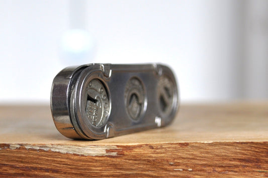 Carfare Carrier Denver Tramway Pocket Transportation Token Holder with 5 tokens - Subway Carfare Metal Carrier 3-coin slot with 5 transit coins - Denver Transit Coin Holder with Five Transit Tokens