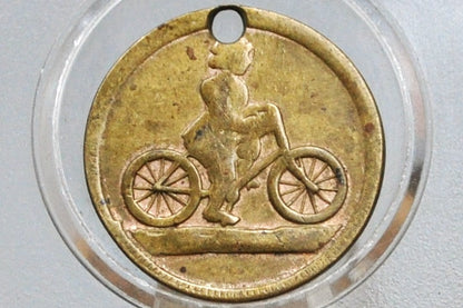 Cycling decorative 1940s medal ornament - Wendell August Forge 1940s decorative medal - Biking/motorcycle 1940s medallion