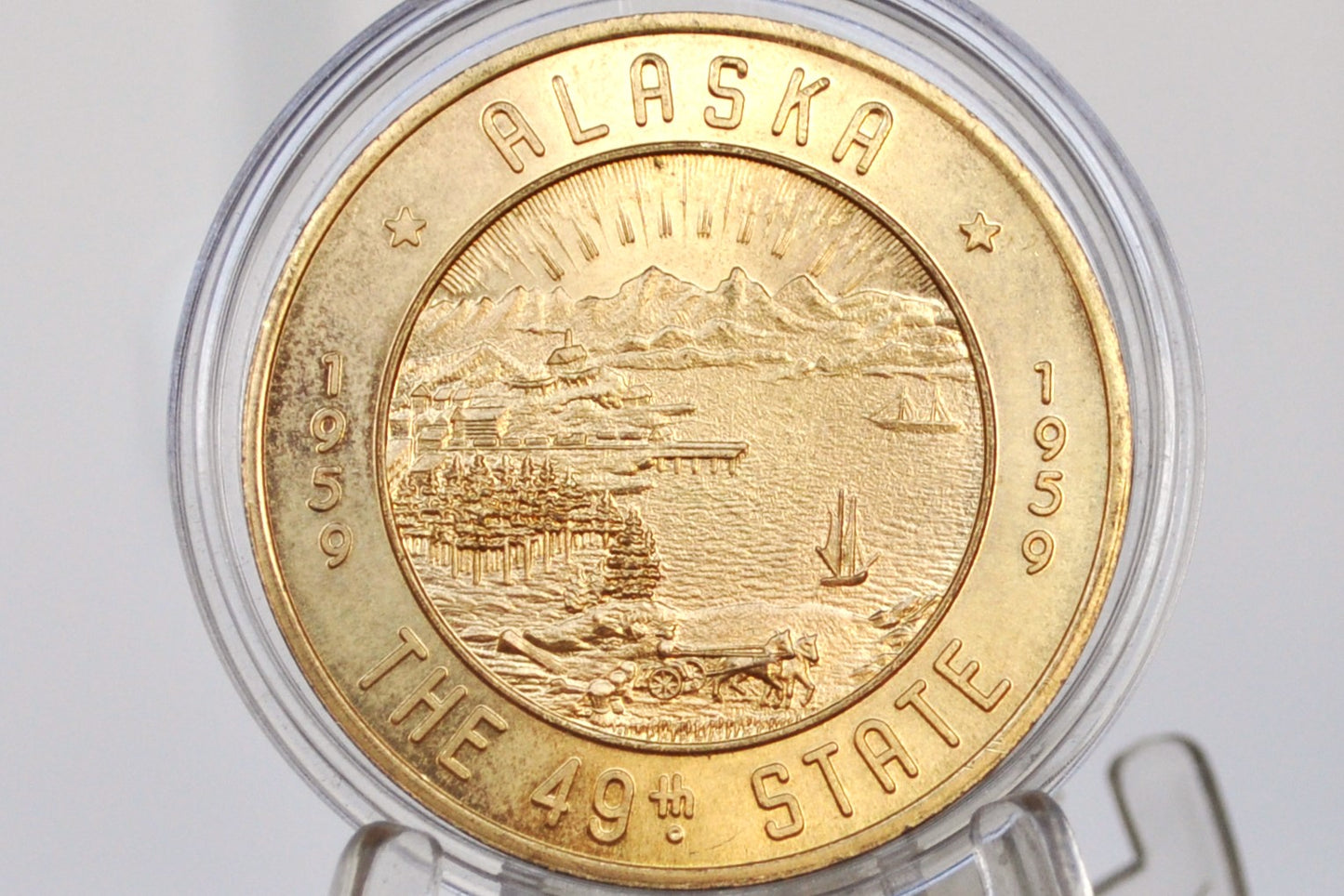 1959 Alaska the 49th State Souvenir Token 1$ in trade - One Dollar in Trade Alaska the 49th State Trade Token
