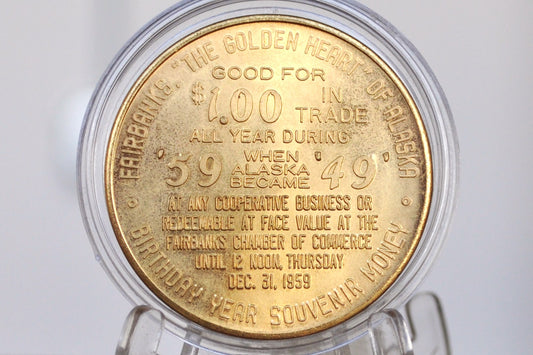 1959 Alaska the 49th State Souvenir Token 1$ in trade - One Dollar in Trade Alaska the 49th State Trade Token