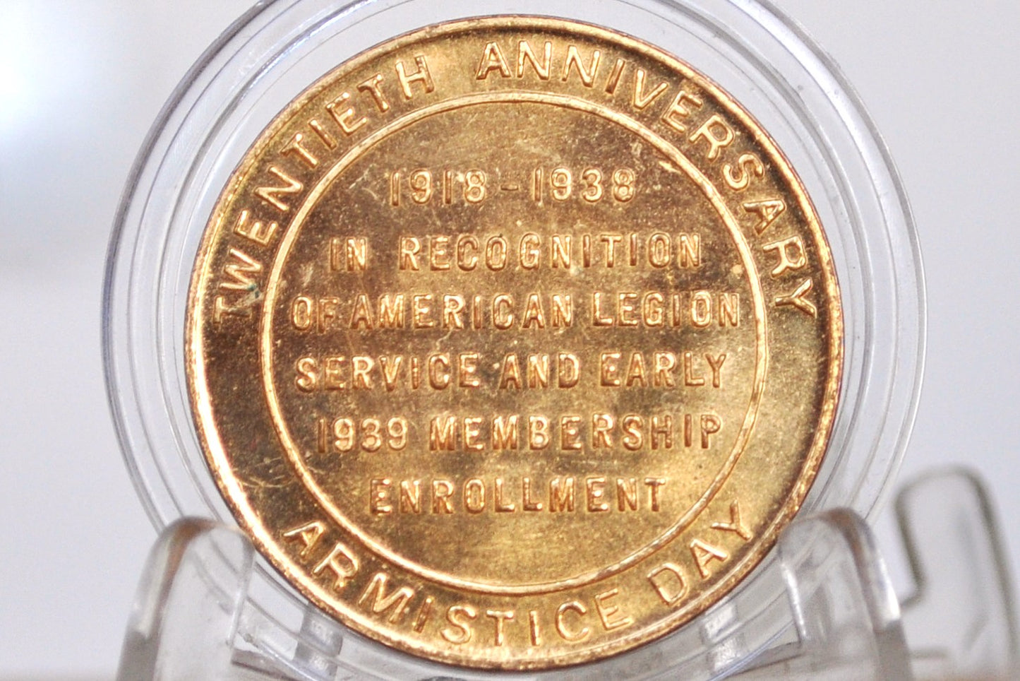 1938 20th Anniversary of Armistice Day from the American Legion - American Legion 20th Anniversary Commemorative token 1938