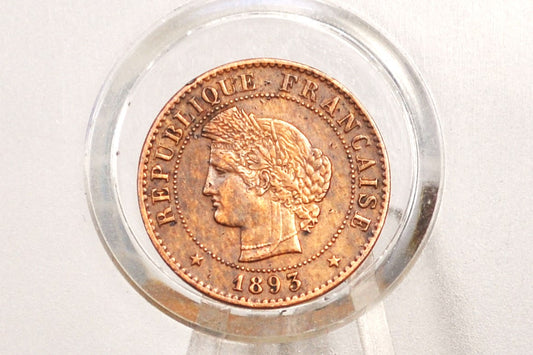 1 French Centime coin Ceres Type A 1893 - Paris 1 Cent Ceres A mint Mark 1893 - 1893 Ceres French 1 Centime coin