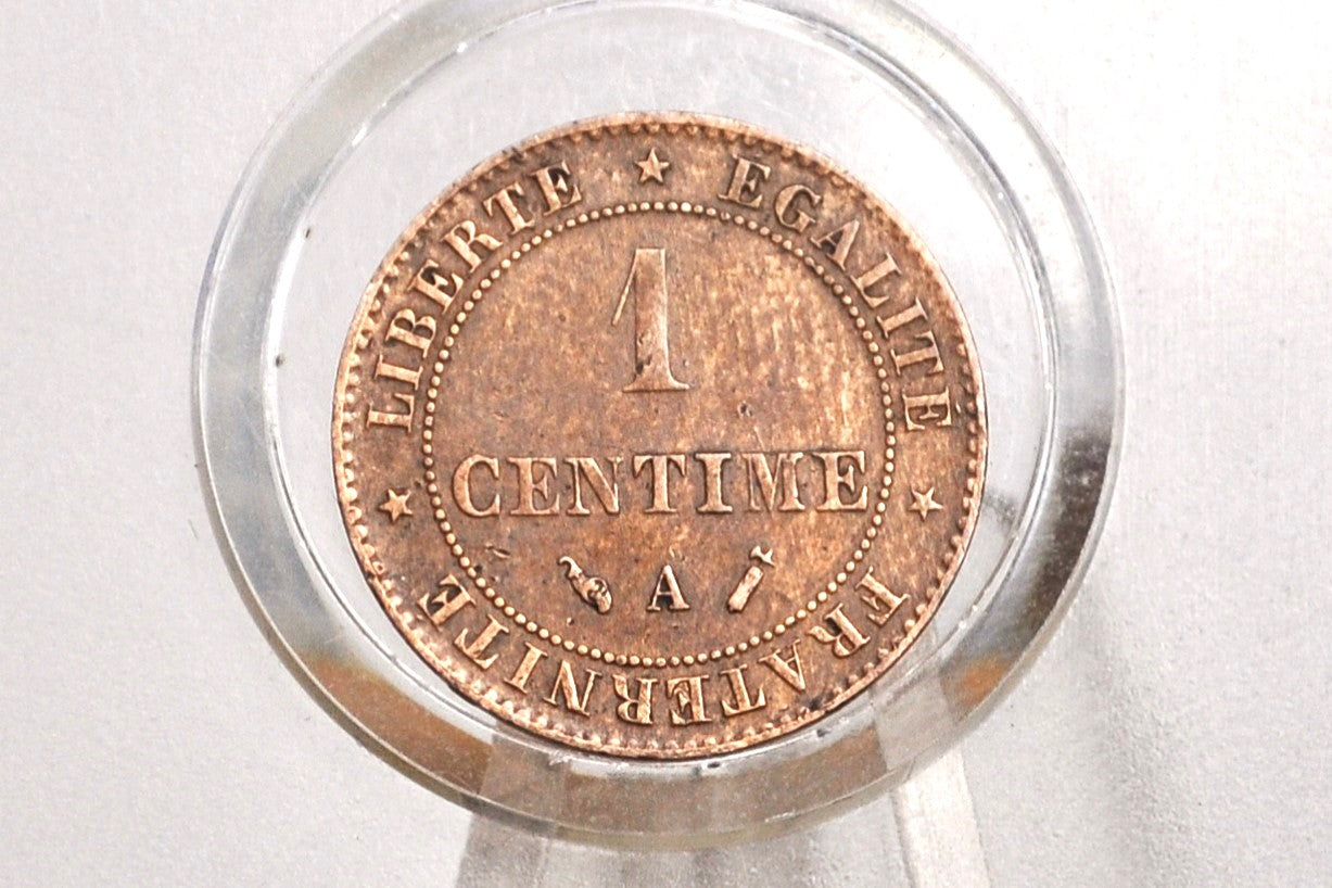 1 French Centime coin Ceres Type A 1893 - Paris 1 Cent Ceres A mint Mark 1893 - 1893 Ceres French 1 Centime coin