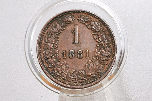 1 Kreuzer from the Austrian Empire 1881 - 1881 Austria coin one Kreuzer *Not Mint Marked