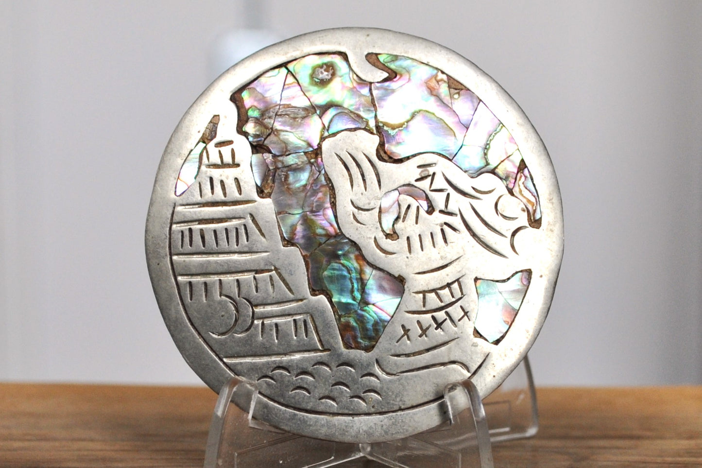Mexican Taxco Abalone Shell Pendant/Brooch made from .925 Sterling Silver - Abalone Shell Pendant/Brooch in .925 Sterling Silver, Handmade in Taxco, Mexico