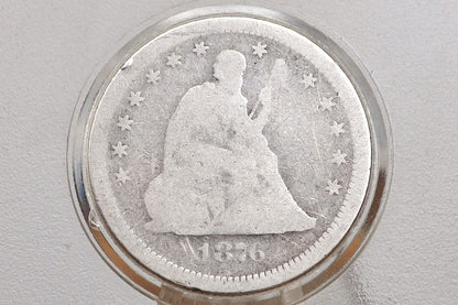 1876-S Seated Liberty Quarter  - G - 1876 S Silver Quarter / 1876S Liberty Seated Quarter Dollar US - 1800s US Coins