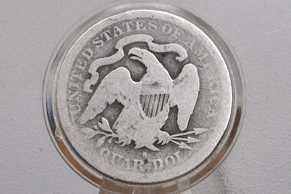 1876-S Seated Liberty Quarter  - G - 1876 S Silver Quarter / 1876S Liberty Seated Quarter Dollar US - 1800s US Coins