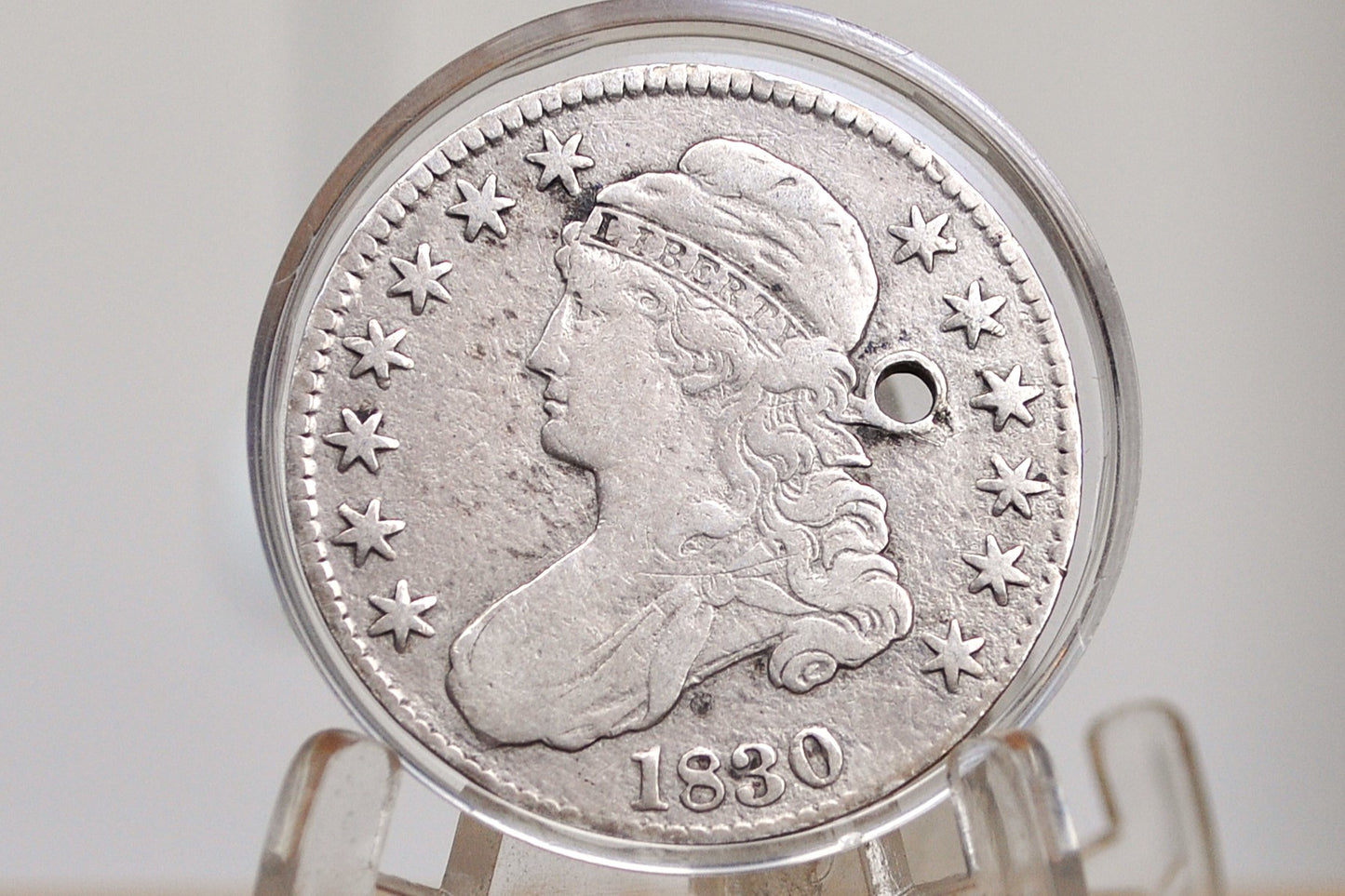 1830 Capped Bust Half Dollar - VF Details, Holed; Historic Coin, 1830 Half Dollar US Half Dollar 1830, Rare Early Half, Early American Coin