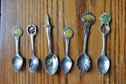 Sets of USA & Canada Silver Attraction Spoons - Silverplated & Sterling - United States of America & Canadian Attraction Spoons - Niagara Falls, Empire State Building, Hoover Dam, & More
