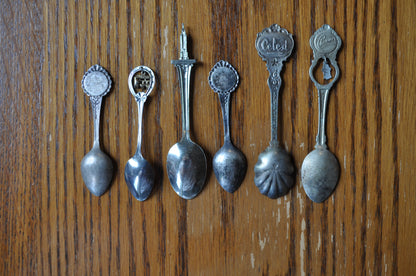Sets of USA & Canada Silver Attraction Spoons - Silverplated & Sterling - United States of America & Canadian Attraction Spoons - Niagara Falls, Empire State Building, Hoover Dam, & More