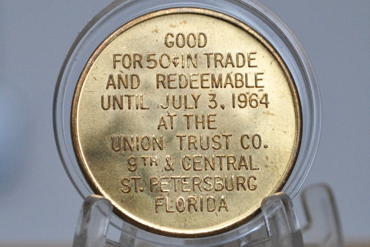 1964 St. Petersburg Funtime Celebration: 50 Cent Trade Token - Collectible FL Token: 1964 Funtime Celebration in St. Petersburg for 50¢