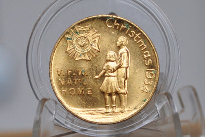 V.F.W. Home Christmas Good Luck Good Health in 1934 - 1934 V.F.W. Home's Christmas Blessings for 1935 - Good Luck V.F.W. National Home Token